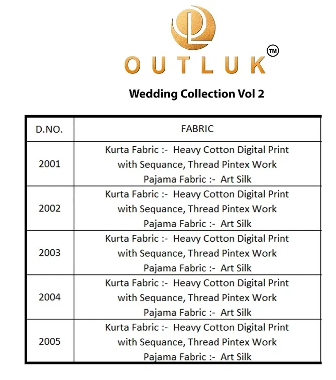 Outluk Wedding Collection 2 Mens Wear Cotton Kurta Pajama Catalog